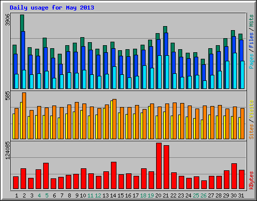 Daily usage for May 2013