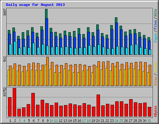 Daily usage for August 2013