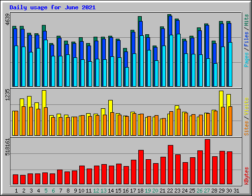 Daily usage for June 2021
