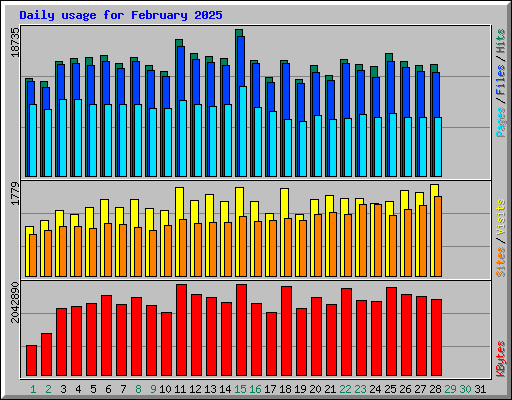 Daily usage for February 2025