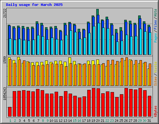 Daily usage for March 2025
