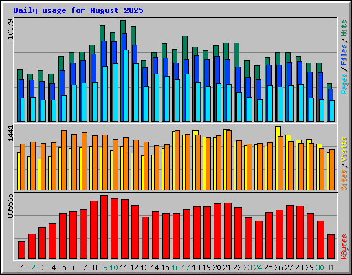 Daily usage for August 2025
