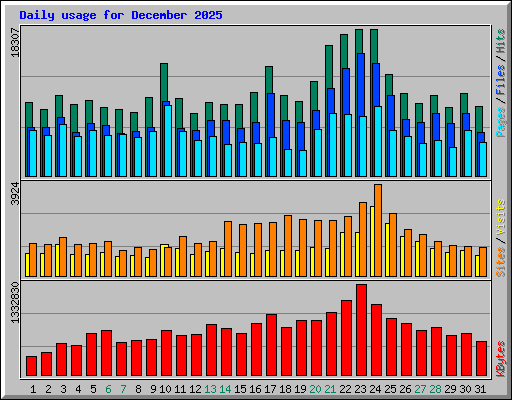 Daily usage for December 2025