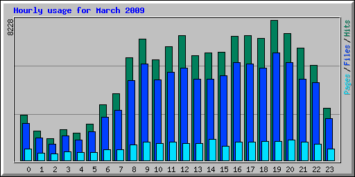 Hourly usage for March 2009